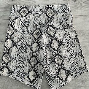 Black and White Snakeskin Athletic Bike Shorts Lightweight Fit